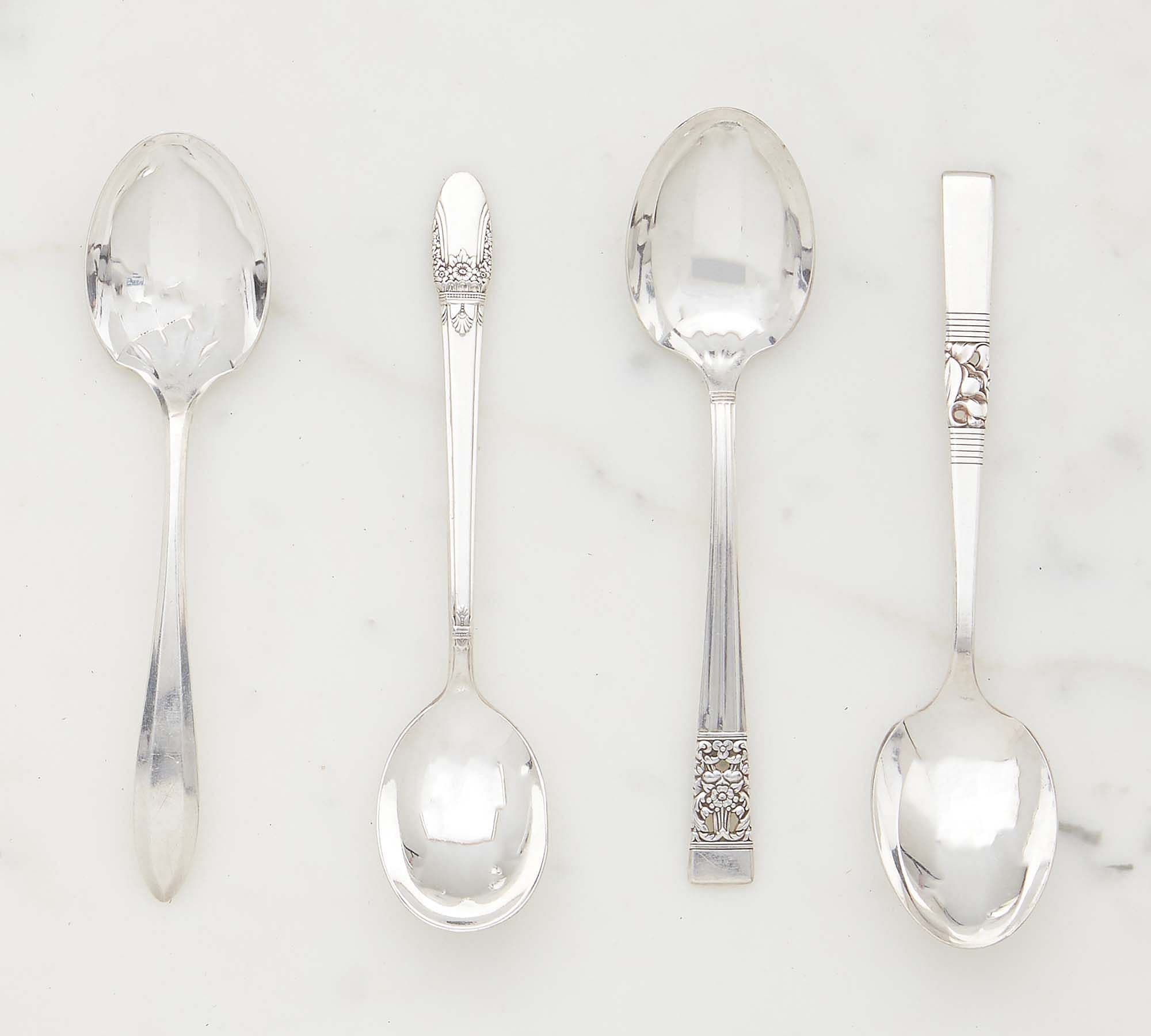 Set de 4 cucharas de plata para servir